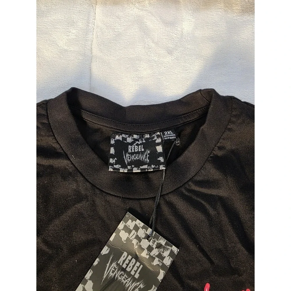 New Rebel Vengeance Never Fear The Grim Reaper Skull Streetwear Graphic Tee 2XL - Picture 4 of 6